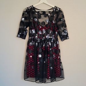 Plenty by Tracy Reese Estrella Sequin Dot Dress Black 2P